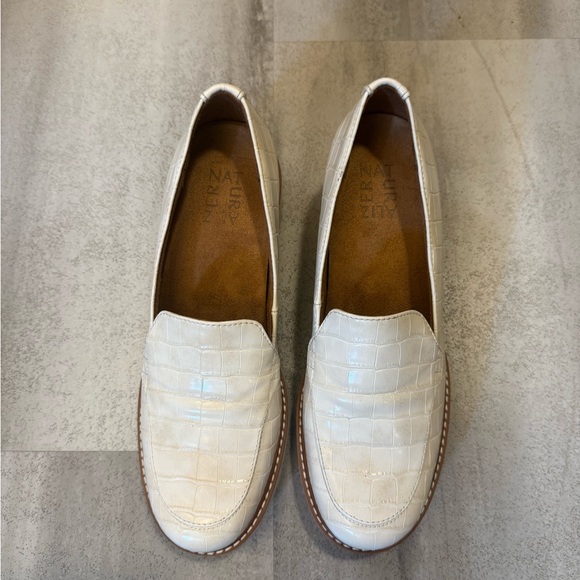 Naturalizer Shoes - Naturalizer Croc Embossed Cream Loafers